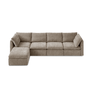 Macy 5 Seats Modular Sectional Sofa with Fully Removable Covers, Large Storage (Taupe Chenille)