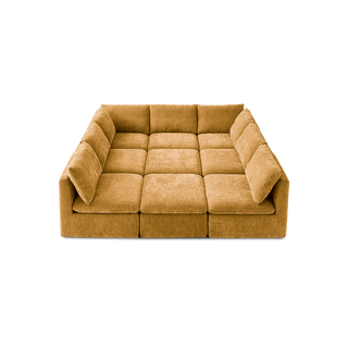 Macy Pit-sectional Sofa, Ochre Yellow Chenille
