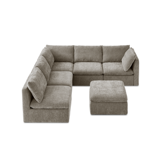 Macy 6 Seats Modular Sectional Sofa with Fully Removable Covers, Large Storage (Keystone Gray Chenille)
