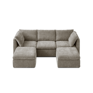 Macy 5 Seats Modular Sectional Sofa with Fully Removable Covers, Large Storage (Keystone Gray Chenille)