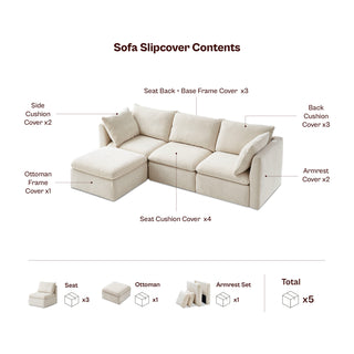 Macy Washable Slipcover Only (4 Seats), Keystone Gray Chenille