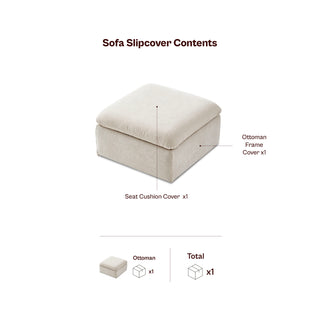 Macy Washable Slipcover Only (Ottoman), Keystone Gray Chenille