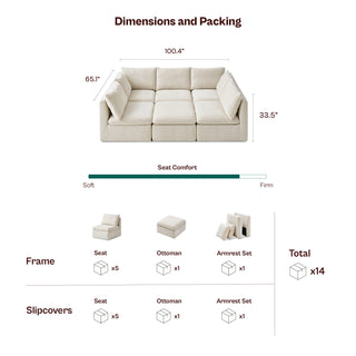 Macy Pit-sectional Sofa, Keystone Gray Chenille