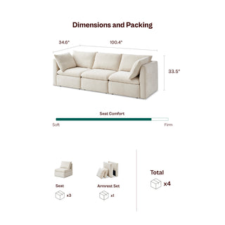 Macy 3 Seater Modular Sectional Sofa with Fully Removable Covers, Large Storage (Moss Green Chenille)
