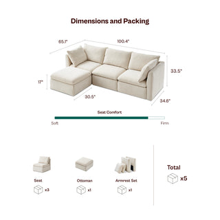 Macy 4 Seats Modular Sectional Sofa with Fully Removable Covers, Large Storage (Navy Blue Chenille)