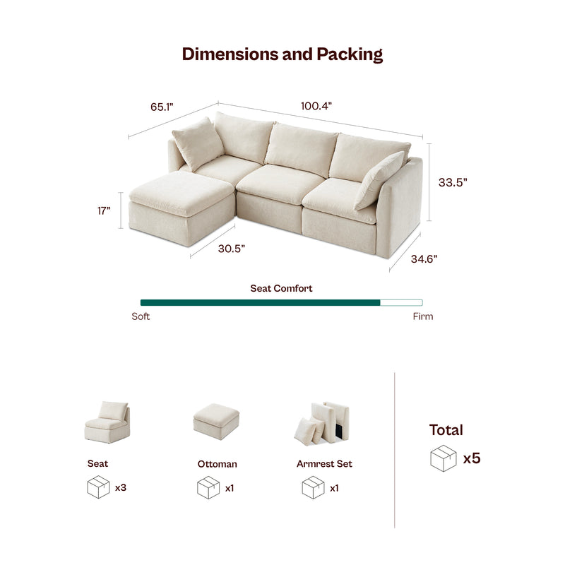 Macy 4-Seat L-Shaped Modular Sofa