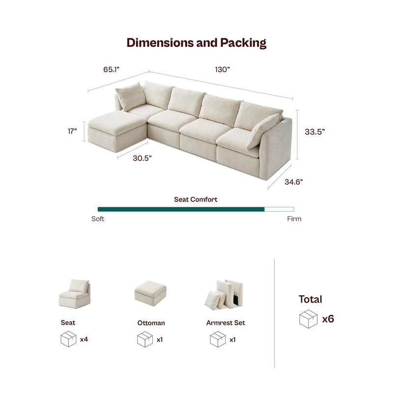 Macy 5-Seat L-Shaped Modular Sofa