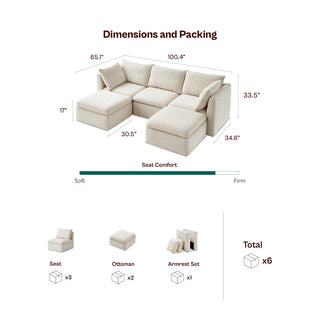 Macy 5 Seats Modular Sectional Sofa with Fully Removable Covers, Large Storage (Navy Blue Chenille)