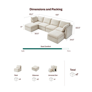 Macy 6 Seats Modular Sectional Sofa with Fully Removable Covers, Large Storage (Moss Green Chenille)