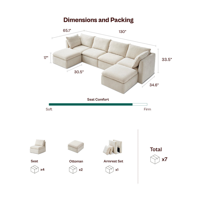 Macy 6-Seat U-Shaped Modular Sofa
