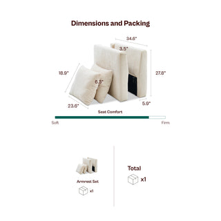 Macy Armrest Set with Fully Removable Covers (Moss Green Chenille)