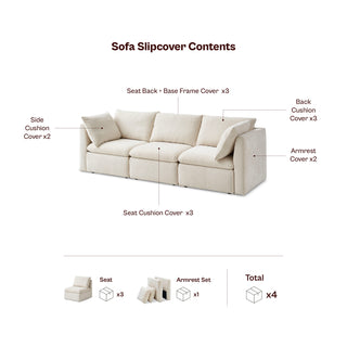 Macy Washable Slipcover Only (3 Seater), Keystone Gray Chenille