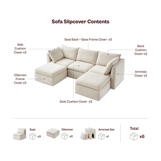 Macy Washable Slipcover Only (5 Seats), Keystone Gray Chenille