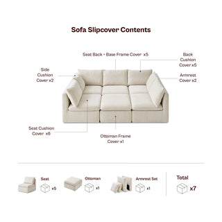 Macy Washable Slipcover Only (Pit-sectional), Keystone Gray Chenille