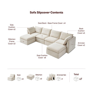 Macy Washable Slipcover Only (6 Seats), Taupe Chenille