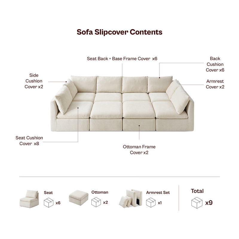 Macy Slipcover Only - 8-Seat Pit Sectional