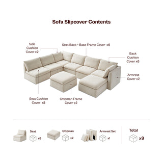 Macy Washable Slipcover Only (8 Seats), Taupe Chenille