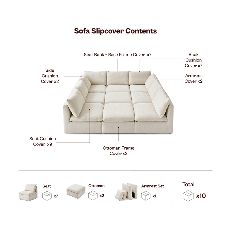 Macy Slipcover Only - 9-Seat Pit Sectional