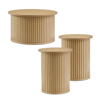 Quin Coffee Table & Side Table, Light Oak