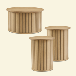 Quin Coffee Table & Side Table, Light Oak
