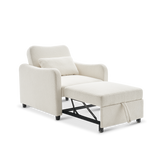 Sophie 4-in-1 Convertible Sleeper Chair, Pearl White Boucle