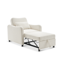 Sophie 4-in-1 Convertible Sleeper Chair, Pearl White Boucle
