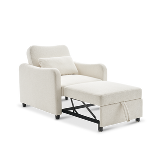 Sophie 4-in-1 Convertible Sleeper Chair, Pearl White Bouclé – Mopio