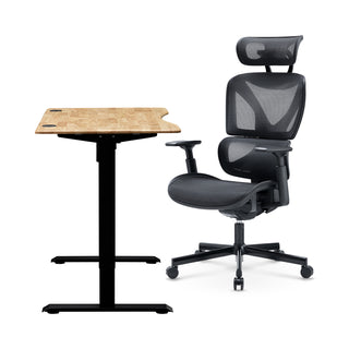 Sterling Standing Desk (Natural) + Lucas Ergonomic Mesh Office Chair