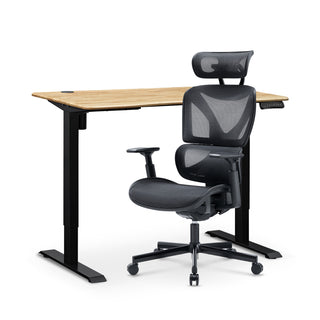 Sterling Standing Desk (Natural) + Lucas Ergonomic Mesh Office Chair