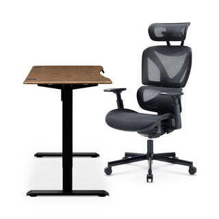 Sterling Standing Desk (Walnut) + Lucas Ergonomic Mesh Office Chair