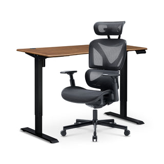 Sterling Standing Desk (Walnut) + Lucas Ergonomic Mesh Office Chair