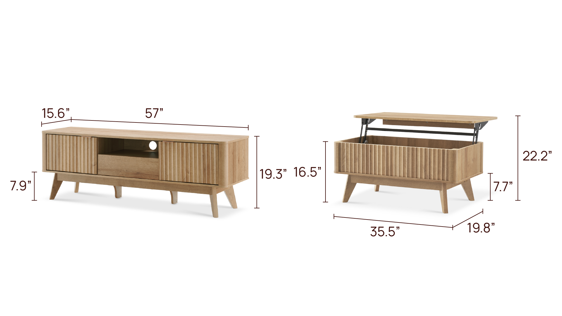 Brooklyn 57" TV Stand & Lift-top Coffee Table