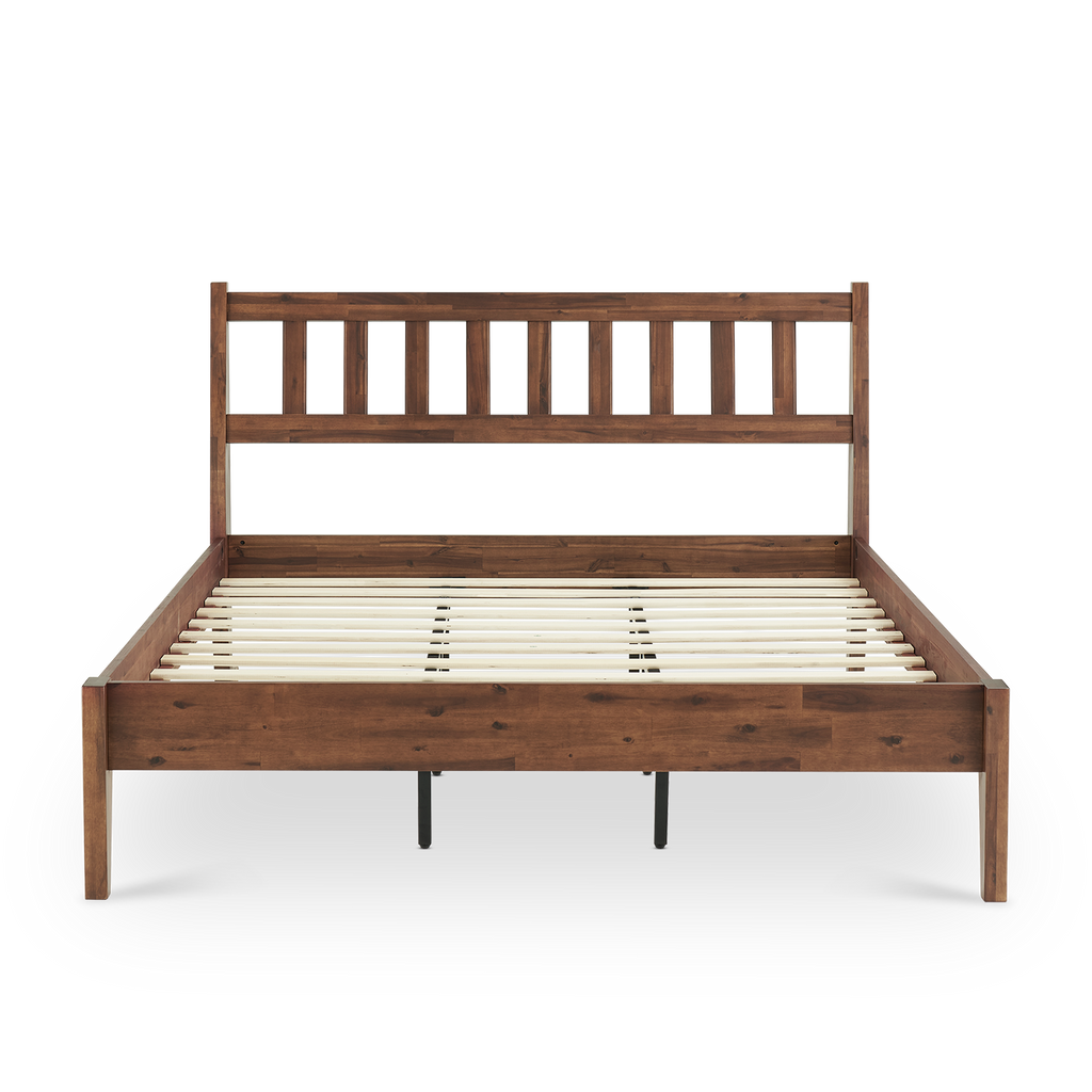 Ted Bed (Queen), Solid Acacia Wood Platform Bed with Headboard – Mopio