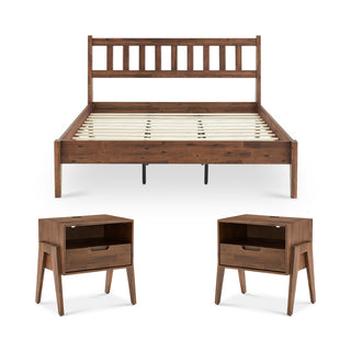 Ted Bed (Queen) & Nightstands with Charging Ports (Pair)