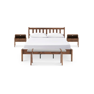 Ted Bed (Queen), Bench & Nightstands with Charging Ports (Pair)