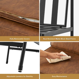 Odelia Dining Chairs (Pecan Brown Faux Leather)
