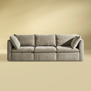 Macy 3 Seater Modular Sectional Sofa with Fully Removable Covers, Large Storage (Keystone Gray Chenille)