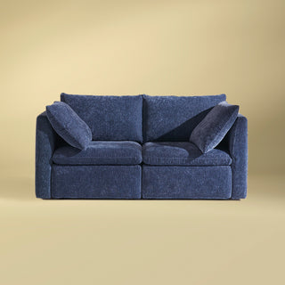 Macy Loveseat with Storage, Navy Blue Chenille