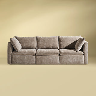 Macy 3 Seater Modular Sectional Sofa with Fully Removable Covers, Large Storage (Taupe Chenille)