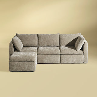 Macy 4 Seats Modular Sectional Sofa with Fully Removable Covers, Large Storage (Keystone Gray Chenille)