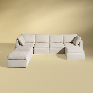 Macy 7 Seats Modular Sectional Sofa with Fully Removable Covers, Large Storage (Alpine Beige Chenille)