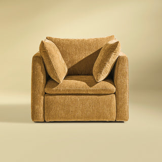 Macy Armchair with Storage, Ochre Yellow Chenille