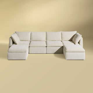 Macy 6 Seats Modular Sectional Sofa with Fully Removable Covers, Large Storage (Alpine Beige Chenille)