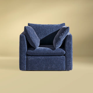 Macy Armchair with Storage, Navy Blue Chenille