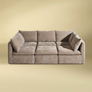 Macy Pit-sectional Sofa, Taupe Chenille