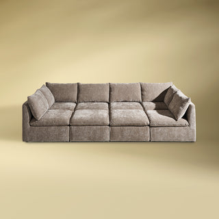 Macy Pit-sectional Sofa, Taupe Chenille