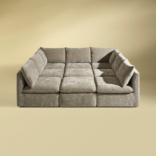 Macy Pit-sectional Sofa, Keystone Gray Chenille