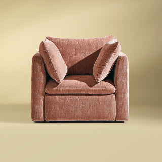 Macy Armchair with Storage, Rusty Peach Red Chenille