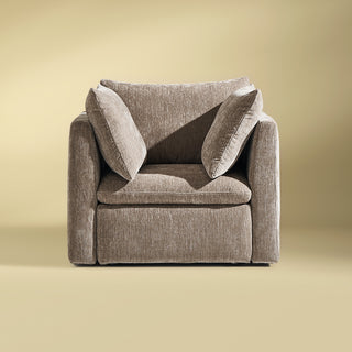 Macy Armchair with Storage, Taupe Chenille
