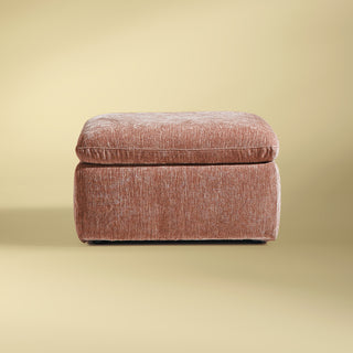 Macy Ottoman with Storage, Rusty Peach Red Chenille